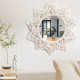 Зеркало макраме mandala small white