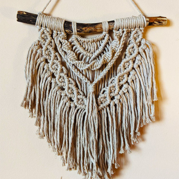 Макраме панно small mandala beige