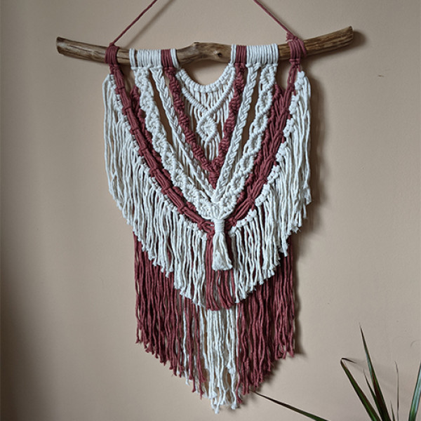 Панно макраме medium ivory/terracotta